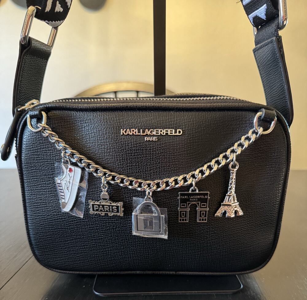 NWOT Karl Lagerfeld Paris Maybelle Crossbody Camera Bag Black